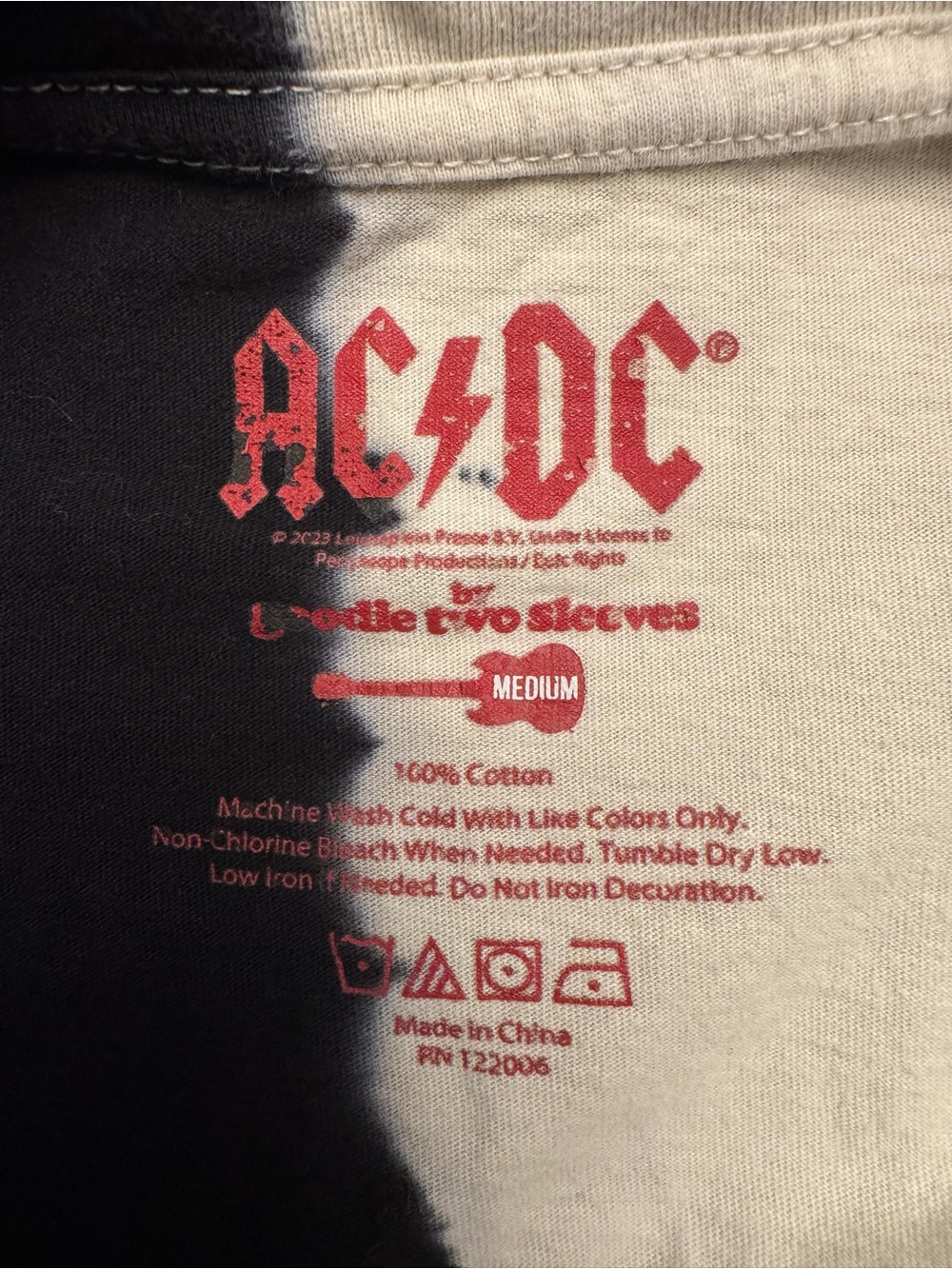 AC/DC High Voltage Split Tie Dye Fringe Crop Tank Top Medium - Picture 4 of 5